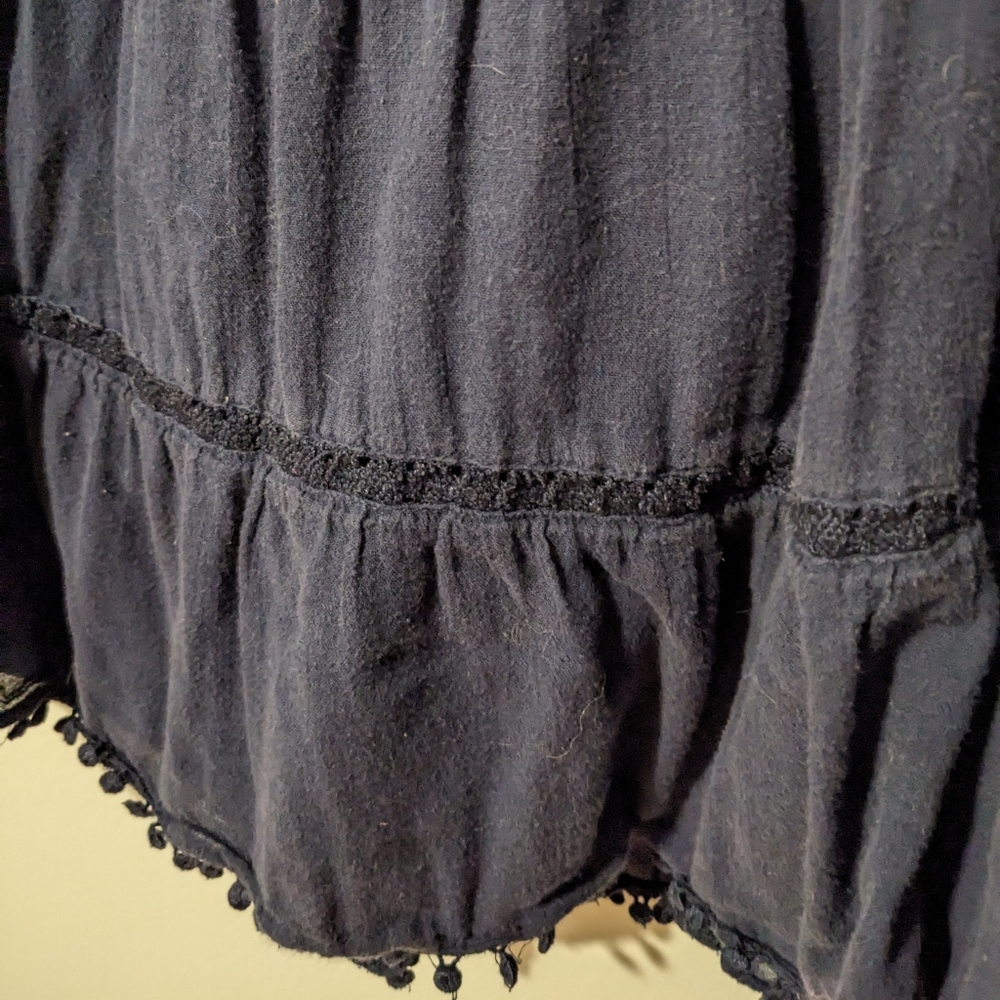Old Navy Blue Cotton Pom-Pom Trim Gauze Smocked Waist Circle Skirt Size XL - Picture 5 of 8